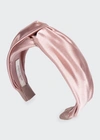 Jennifer Behr Twisted Silk Satin Headband In Dusty Rose