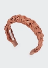 Jennifer Behr Lori Braided Silk Headband In Terra Cotta