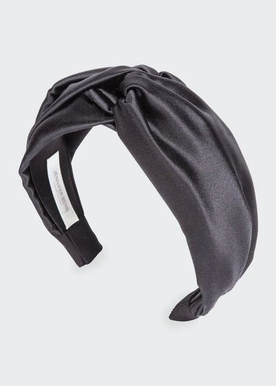 Jennifer Behr Twisted Silk Satin Headband In Black