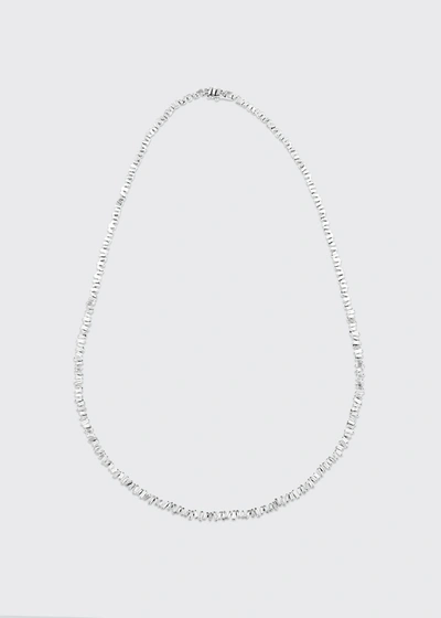 Suzanne Kalan 18k White Gold Fireworks Mini Baguette Tennis Necklace In Wg