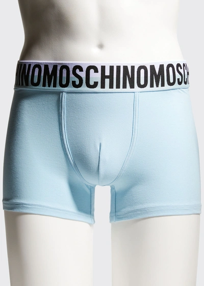 Moschino Gradient Logo Waistband Boxer Shorts In Light Blue