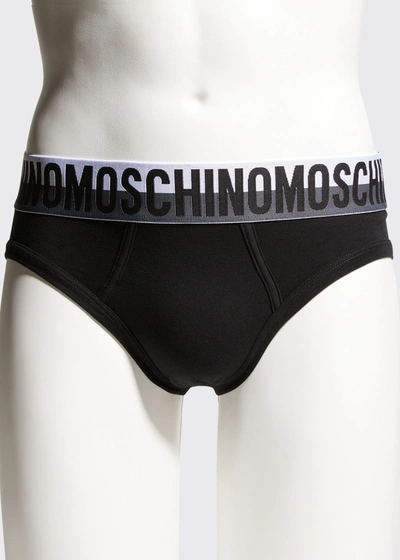 Moschino Men's Logo Ombre Band Briefs In Black