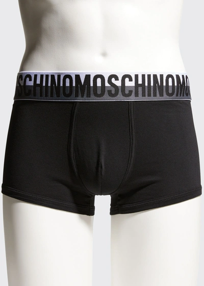 Moschino Gradient Logo Waistband Boxer Shorts In Black