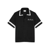 Blue Sky Inn Contrast-trim Embroidered Logo Shirt In Black