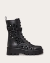 Valentino Cutout Leather Combat Boot In Black