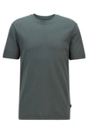 Hugo Boss Cotton Blend T Shirt With Bubble Jacquard Structure In Dark Green
