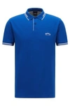 Hugo Boss - Slim Fit Polo Shirt In Stretch Piqu With Curved Logo - Blue