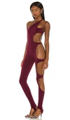 Laquan Smith One Shoulder Cutout Jumpsuit In 绛紫色