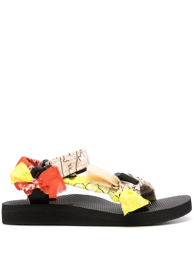 Arizona Love Trekky Printed Gauze-trimmed Canvas Platform In Orange,yellow