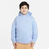 Nike Sportswear Club Fleece Big Kids' Pullover Hoodie (extended Size) In Psychic Blue,white