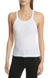 Re/done Ribbed Scoop-neck Fitted Tank In White