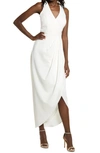 Xscape Tulip Hem Sleeveless Crepe Gown In Ivory