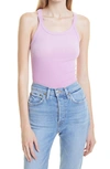 Re/done Ribbed Tank Top In Faded Sorbet
