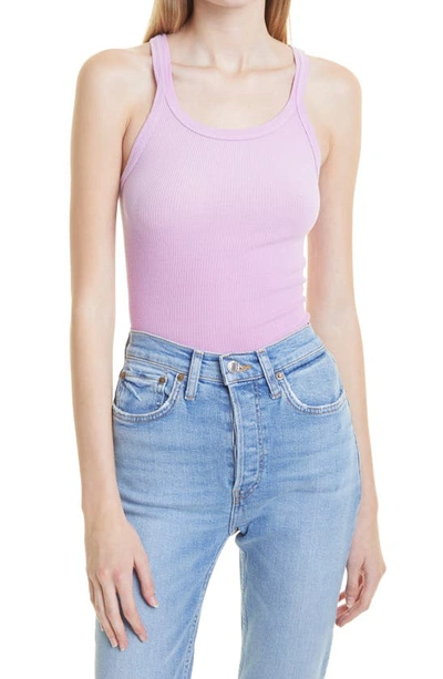 Re/done Ribbed Tank Top In Faded Sorbet