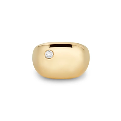 G. Label Sydney Floating-diamond Pinkie Ring In Yellow Gold,white Diamond