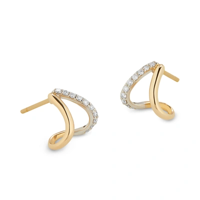 G. Label Emily Yellow Gold And Pavé Split Earrings In Yellow Gold,white Diamond