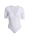 Jonathan Simkhai Standard Connie Compact Rib-knit Short-sleeve Henley Bodysuit In White