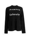 Proenza Schouler White Label Womens Black Logo-print Long-sleeved Stretch-cotton Top M