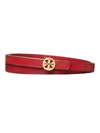 Tory Burch Women's Logo Leather Belt In Redstone