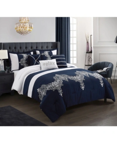 Nanshing Zuri 6-piece King Comforter Set Bedding In Navy