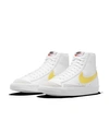 Nike Women's Blazer Mid 77 Essential High Top Casual Sneakers From Finish Line In White, Sail, Habanero Red