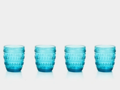 Euro Ceramica Fez Double Old Fashion Glasses, Set Of 4 In Turquoise
