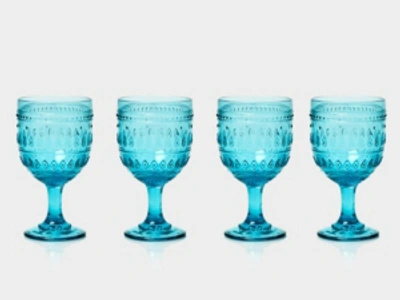 Euro Ceramica Fez Glassware 4pc 12oz Wine Glass Set In Turquoise