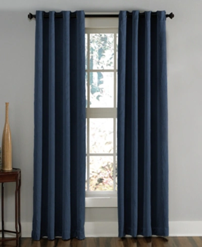 Chf Lenox 50" X 120" Crushed Texture Curtain Panel In Navy