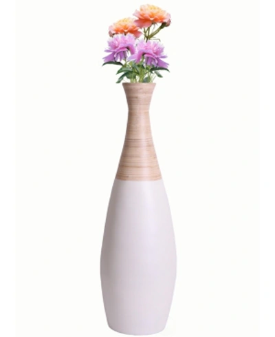 Uniquewise Spun Bamboo Trumpet Floor Vase, 31.5" Tall In White