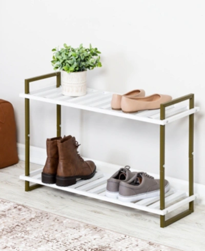 Honey Can Do 2-tier Tubular Metal Shoe Rack In Olive