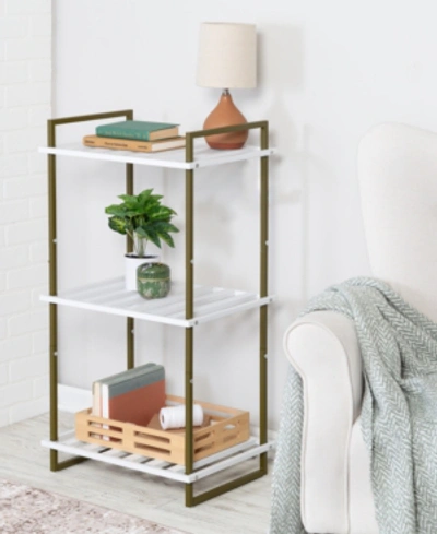 Honey Can Do 3-tier Tubular Steel Slatted Shelving Unit In Olive