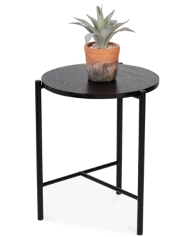 Honey Can Do Round Side Table With T-pattern Base In Black