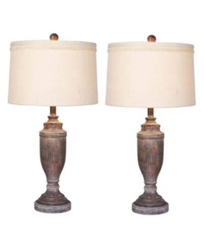 Fangio Lighting Resin Table Lamps, Set Of 2 In Cottage Antique Brown