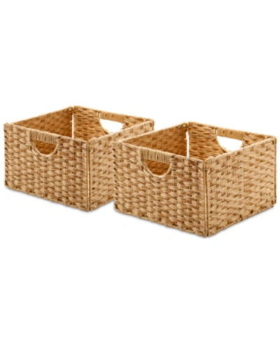 Seville Classics Foldable Handwoven Cube Storage Baskets, Set Of 2 In Natural