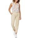 Nydj Plus Size Relaxed Trouser Pant With Frayed Hems And Cord Belt In Warm Sand