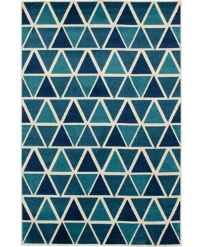 Portland Textiles Closeout!  Loggia Isoscelle 5' X 7'3" Outdoor Area Rug In White,blue
