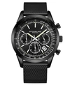 Stuhrling Men's Quartz Chronograph Date Black Stainless Steel Mesh Bracelet Watch 44mm In Black