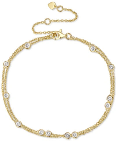 Macy's Diamond Bezel Multi-layer Chain Bracelet (1/10 Ct. T.w.) In Sterling Silver, 14k Gold-plated Sterlin In Yellow