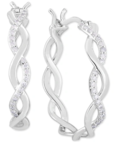 Macy's Diamond Braided Hoop Earrings (1/4 Ct. T.w.) In Sterling Silver