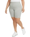 Nike Women's  Sportswear Essential Mid-rise Bike Shorts (plus Size) In Dk Grey Heather/white