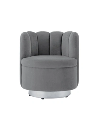 Nicole Miller Ragland Velvet Tufted Accent Chair With Swivel Metal Base In Gray