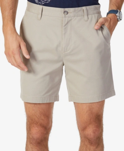 Nautica Men's Classic-fit Stretch Flat-front 6" Chino Deck Shorts In  Stone