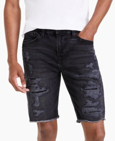 Guess Men's Slim-fit Destroyed Denim Shorts In Nightfall Black