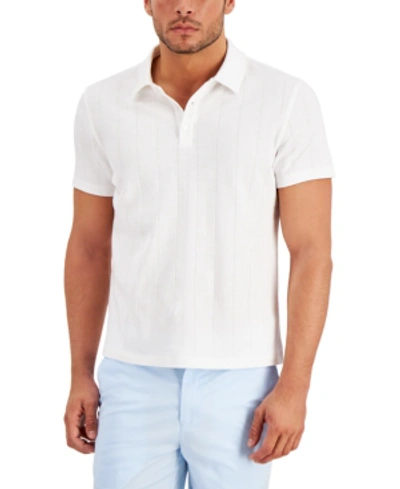 Alfani Men's Textured Polo Shirt, Created For Macy's In Bright White