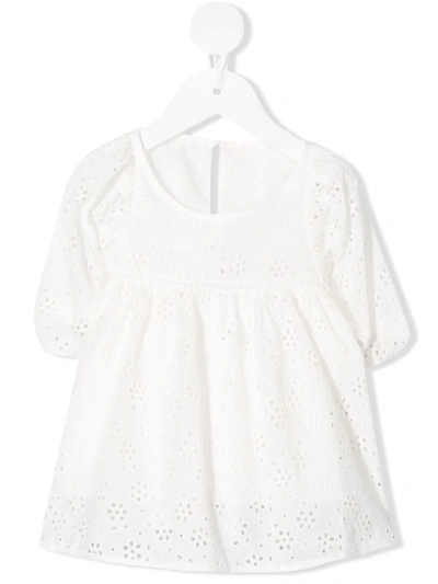 Zimmermann Babies' Broderie-anglaise Smocked Blouse In 白色