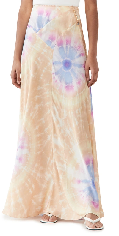 Paco Rabanne Tie-dyed Satin Maxi Skirt In Multi