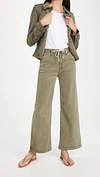 Paige Womens Vintage Oak Moss Arellia Drawstring Stretch-cotton Trousers In Green
