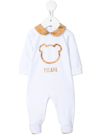 Alviero Martini Babies' Map-trim Teddy Print Pyjamas In White