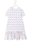Alviero Martini Monogram-print Drop-waist Dress In White