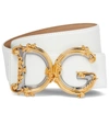 Dolce & Gabbana Barocco Logo Leather Belt In Bianco